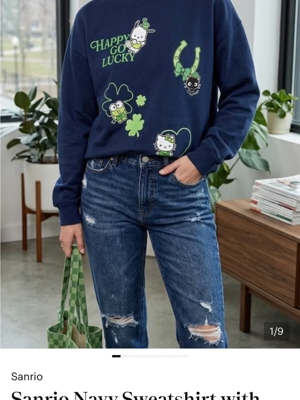 Sanrio Hello Kitty and Friends Sweatshirt with Bright Green Graphic